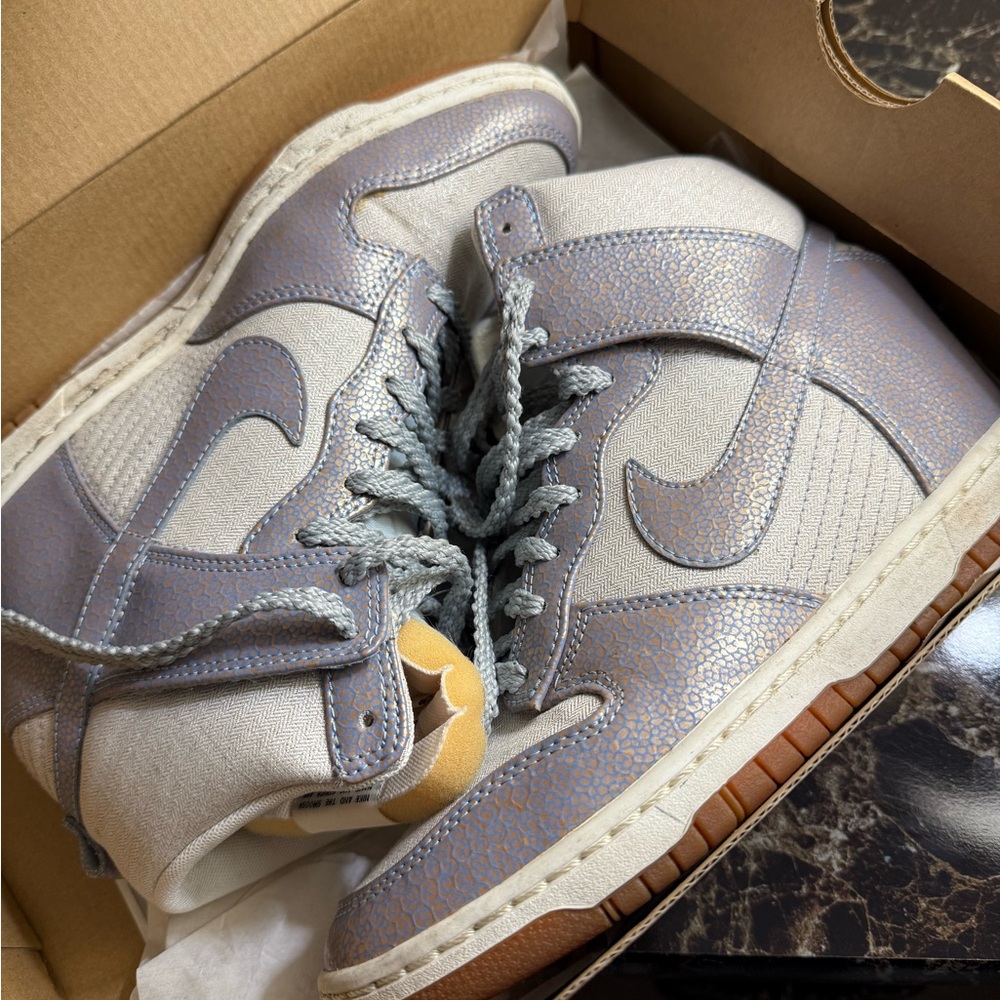 Nike High-Top Sneakers in Gray and Cream